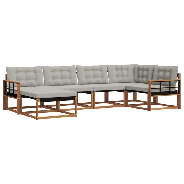 vidaXL Zunanja garnitura za sedenje 6 pcs Naravna in svetlo siva