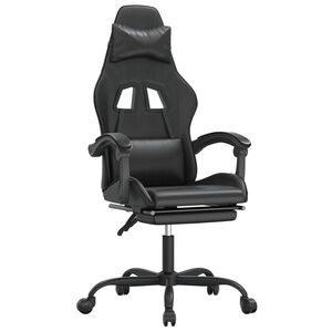vidaXL Gaming stol z oporo za noge črno umetno usnje