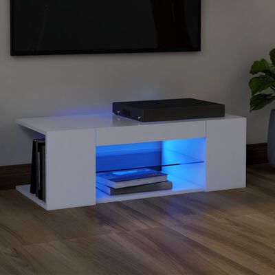 vidaXL TV omarica z LED lučkami bela 90x39x30 cm
