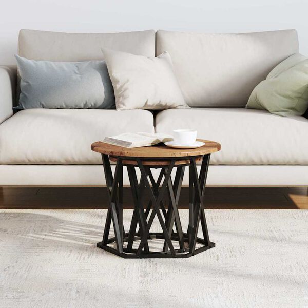 vidaXL Stranska miza 2 pcs predelan les Inženirski les in jeklo