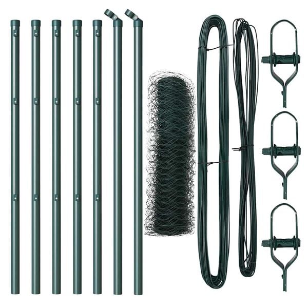 vidaXL Steber ograje. Zelena 10 x 0,5 m (50 mm mreža) Jeklo in PVC