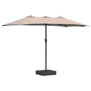 vidaXL Vrtni dežnik 385 x 209 x 244 cm Poliester Taupe