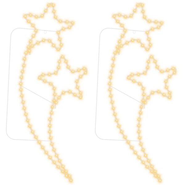 vidaXL Svetlobna veriga zvezda 2 kosa toplo bela 125,5x53x4,5 cm