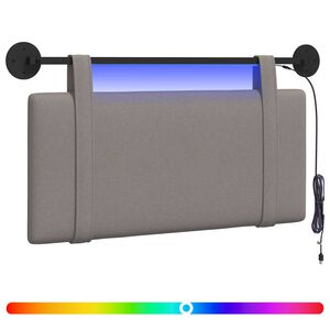 vidaXL Viseče vzglavje postelje Z LED svetlobo Taupe Blago
