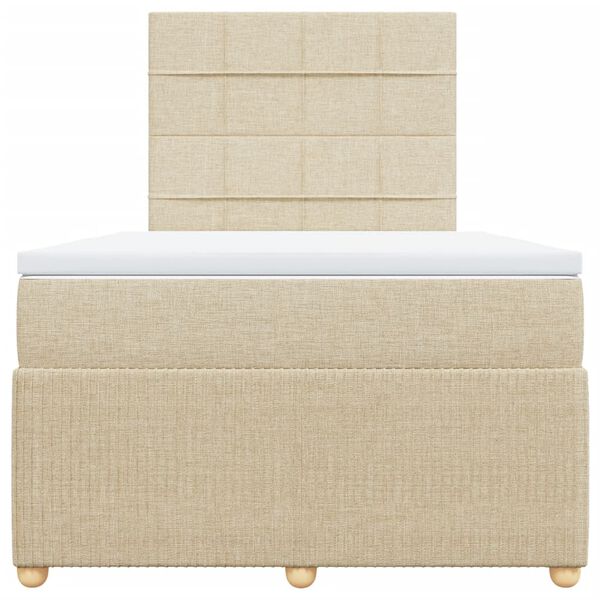 vidaXL Box spring postelja z vzmetnico krem 120x190 cm blago