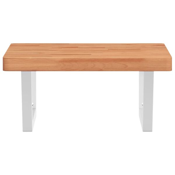 vidaXL Stenska polica za umivalnik jeklo in trdna bukovina