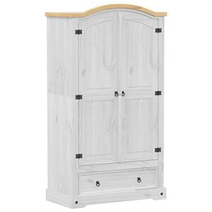 vidaXL Garderobna omara Corona bela 102x52x186 cm trdna borovina