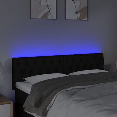 vidaXL LED posteljno vzglavje črno 144x7x78/88 cm blago