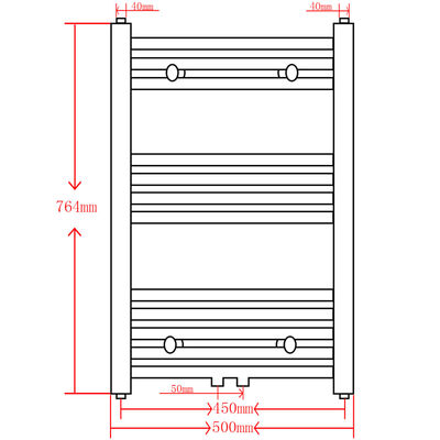 Kopalniški cevni radiator za centralno ogrevanje raven 500x764 mm