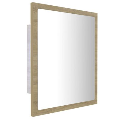 vidaXL LED opalniško ogledalo sonoma hrast 40x8,5x37 cm akril