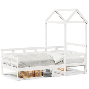 vidaXL Dnevna postelja s streho bela 80x200 cm trdna borovina