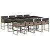 vidaXL Vrtna jedilna garnitura 9-delna z blazinami siv poli ratan