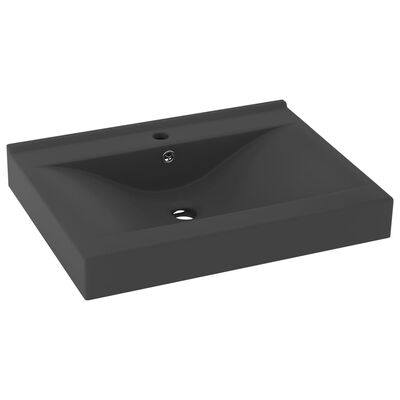 vidaXL Razkošen umivalnik z luknjo mat temno siv 60x46 cm keramičen