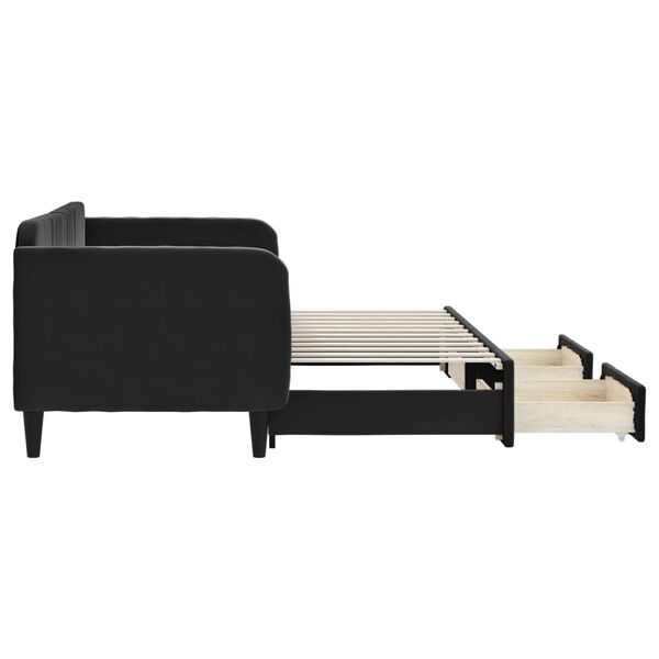 vidaXL Izvlečna dnevna postelja s predali črna 80x200 cm žamet