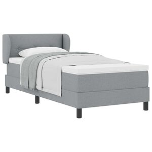 vidaXL Postelja z vzmetnico z vzglavjem Svetlo siva 80 x 200 cm blago