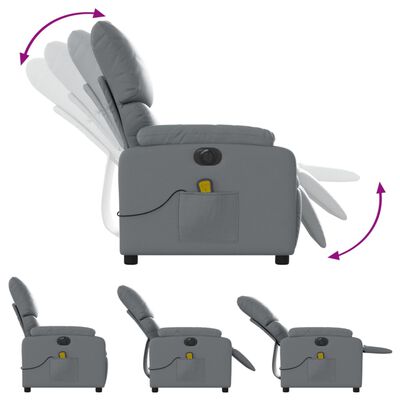 vidaXL Električni masažni naslanjač sivo umetno usnje