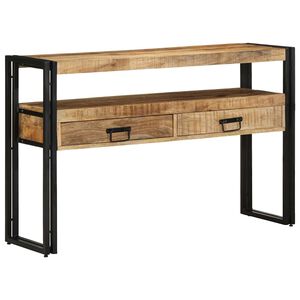 vidaXL Konzolna miza s polico Rjava 120 x 33 x 75 cm Masiven les manga