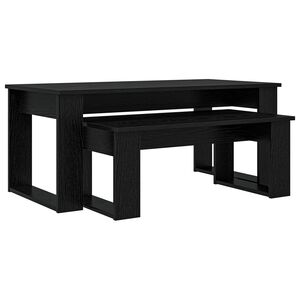 vidaXL Set kavno mizico 2 pcs Črna Orehovina Konstruiran les