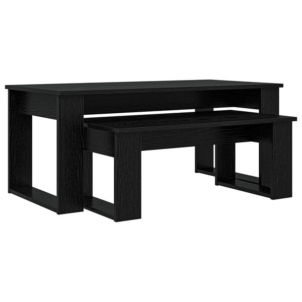 vidaXL Set kavno mizico 2 pcs Črna Orehovina Konstruiran les