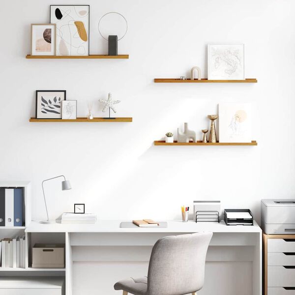 vidaXL Stenska polica s polico 4 pcs Bež 80 x 9 x 3 cm Konstruiran les