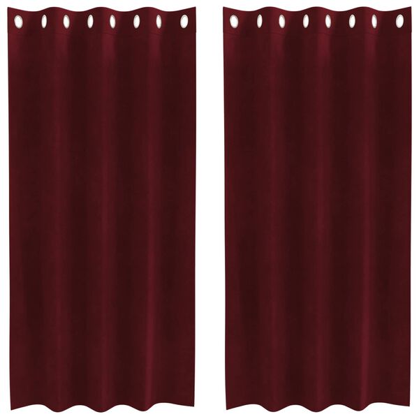 vidaXL Zatemnitvene zavese 2 pcs Vinorodna rdeča 140 x 175 cm Žamet