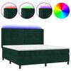 vidaXL Box spring postelja z vzmetnico LED tem. zelena 160x200cm žamet