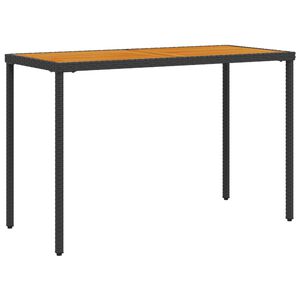 vidaXL Vrtna miza z leseno akacijevo plo&scaron;čo črna 115x54x74 cm PE ratan