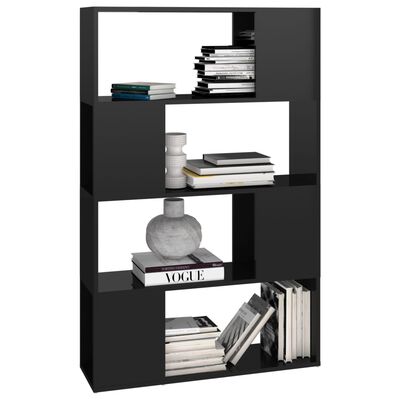 vidaXL Knjižna omara za razdelitev prostora sijaj črna 80x24x124,5 cm
