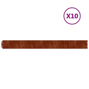 vidaXL Robniki za trato 10 kosov 10x103 cm prilagodljivi corten jeklo