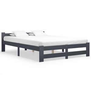 vidaXL Posteljni okvir temno siv iz trdne borovine 160x200 cm