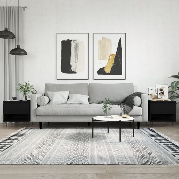 vidaXL Klubska mizica 2 kosa črna 50x46x50 cm inženirski les