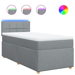 vidaXL Box spring postelja z vzmetnico svetlo siva 80x200 cm blago