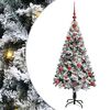 vidaXL Umestno božično drevo Bela 120 cm PVC, jeklo in plastika