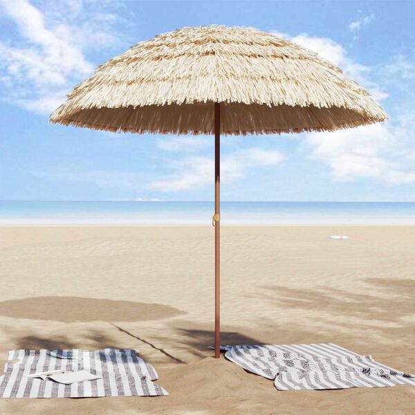 vidaXL Plažni dežnik Naravna 255 x 255 x 255 cm Poliester in jeklo