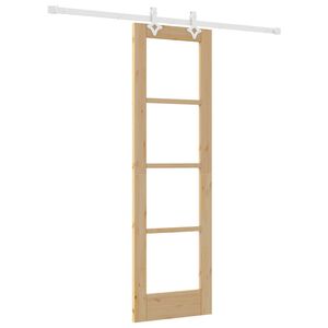 vidaXL Drsna vrata 61 x 198,5 cm Trden borov les in steklo Naravna