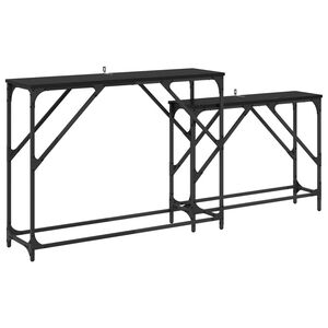 vidaXL Konzolna miza 2 kos Črna Orehovina 100 x 28 x 75 cm