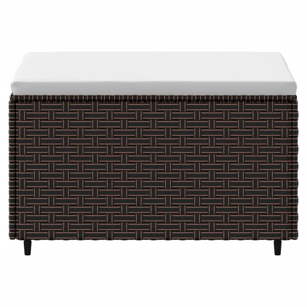 vidaXL Vrtni stolček za noge z blazino rjav poli ratan