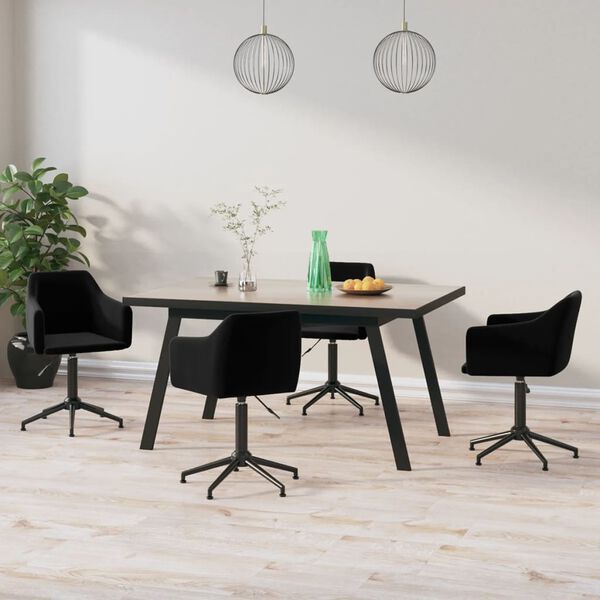 vidaXL Vrtljivi jedilni stoli 4 kosi črn žamet