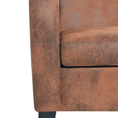 vidaXL Komplet kavčev 2 delni umetni semiš rjave barve