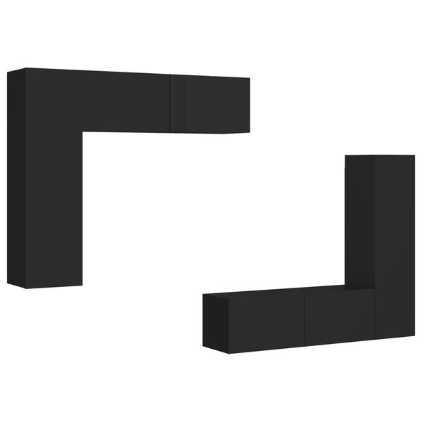 vidaXL Komplet TV omaric 4-delni črna iverna plošča