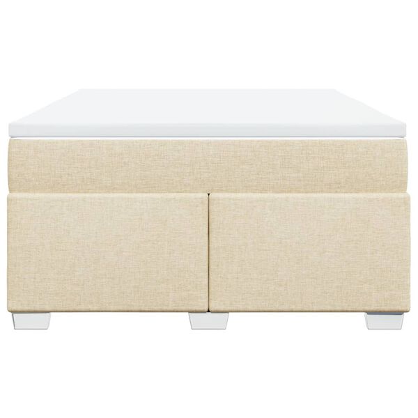 vidaXL Box spring postelja z vzmetnico krem 160x200 cm blago
