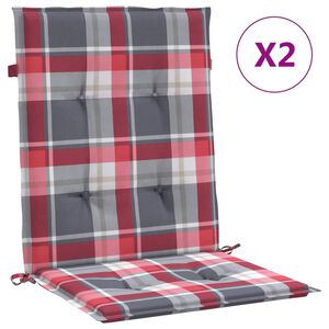 vidaXL Blazine za vrtne stole 2 kosa rdeče karo 100x50x3 cm oxford