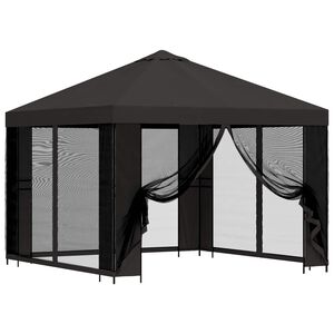 vidaXL Vrtni gazebo s stranskimi stenami 3 x 3 m Antracit