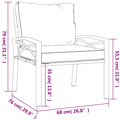 vidaXL Vrtni stoli s sivimi blazinami 2 kosa 68x76x79 cm jeklo