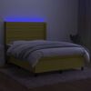 vidaXL Box spring postelja z vzmetnico LED zelena 140x200 cm blago