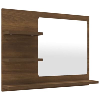 vidaXL Kopalniško ogledalo rjavi hrast 60x10,5x45 cm konstruiran les