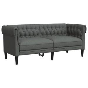 vidaXL Kavč dvosed Chesterfield temno siva tkanina