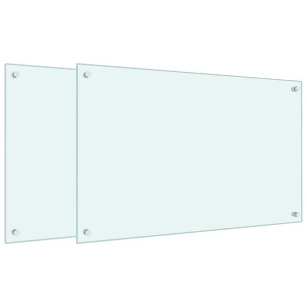 vidaXL Kuhinjska za&scaron;čitna obloga 2 kosa bela 80x50 cm kaljeno steklo