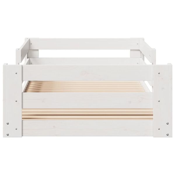 vidaXL posteljni okvir brez vzmetnice bela 80x160 cm borovina