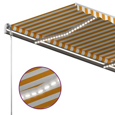 vidaXL Ročno zložljiva tenda z LED lučkami 400x300 cm rumena in bela